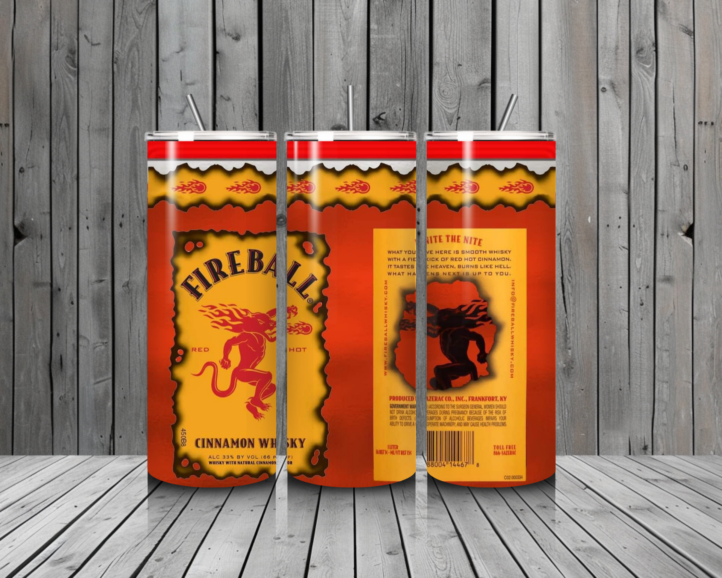 T26. Fireball 20oz.Stainless Steel Tumbler