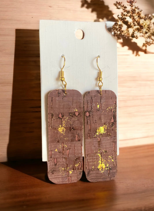 Rectangle Purple Faux Leather Earrings